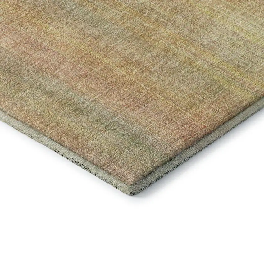 8' Blush And Gold Striped Washable Round Rug With UV Protection Photo 7