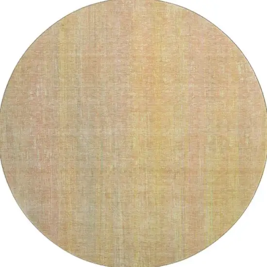 8' Blush And Gold Striped Washable Round Rug With UV Protection Photo 4