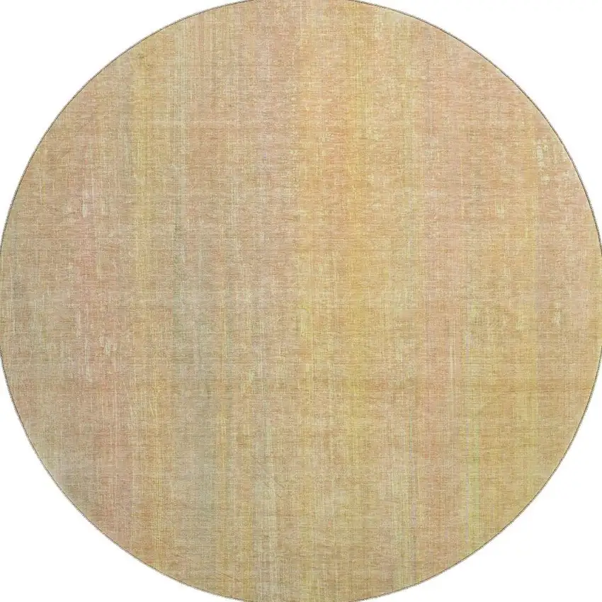 8' Blush And Gold Striped Washable Round Rug With UV Protection Photo 4