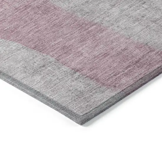 8' Blush And Gray Round Abstract Washable Indoor Outdoor Area Rug Photo 7