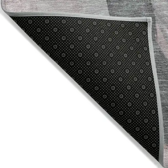 8' Blush And Gray Round Abstract Washable Indoor Outdoor Area Rug Photo 9