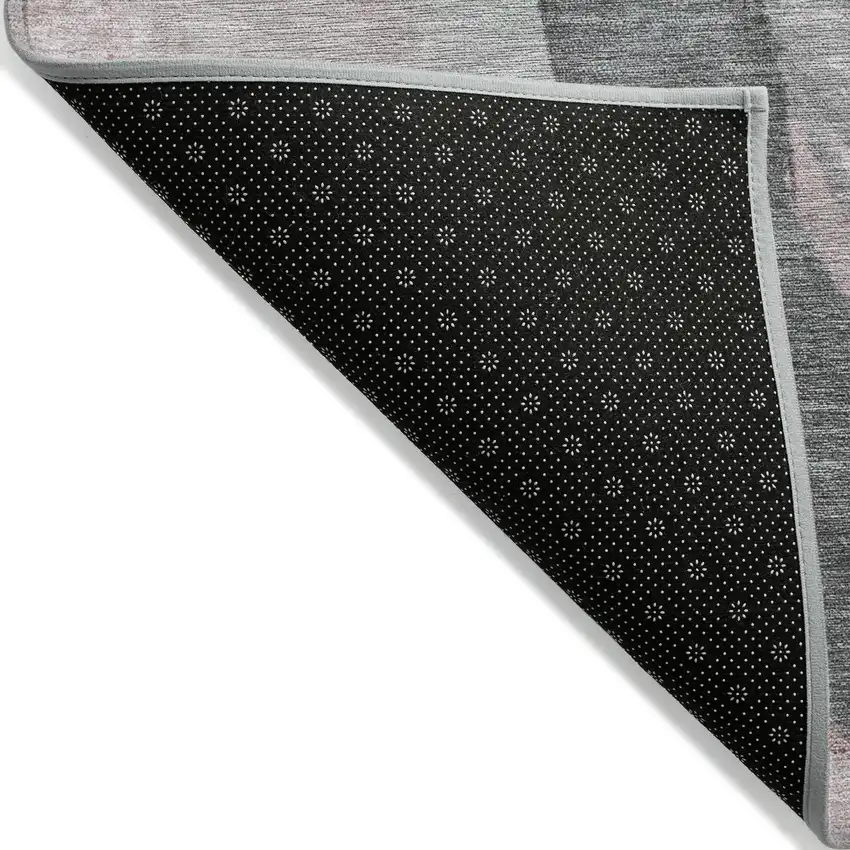 8' Blush And Gray Round Abstract Washable Indoor Outdoor Area Rug Photo 9