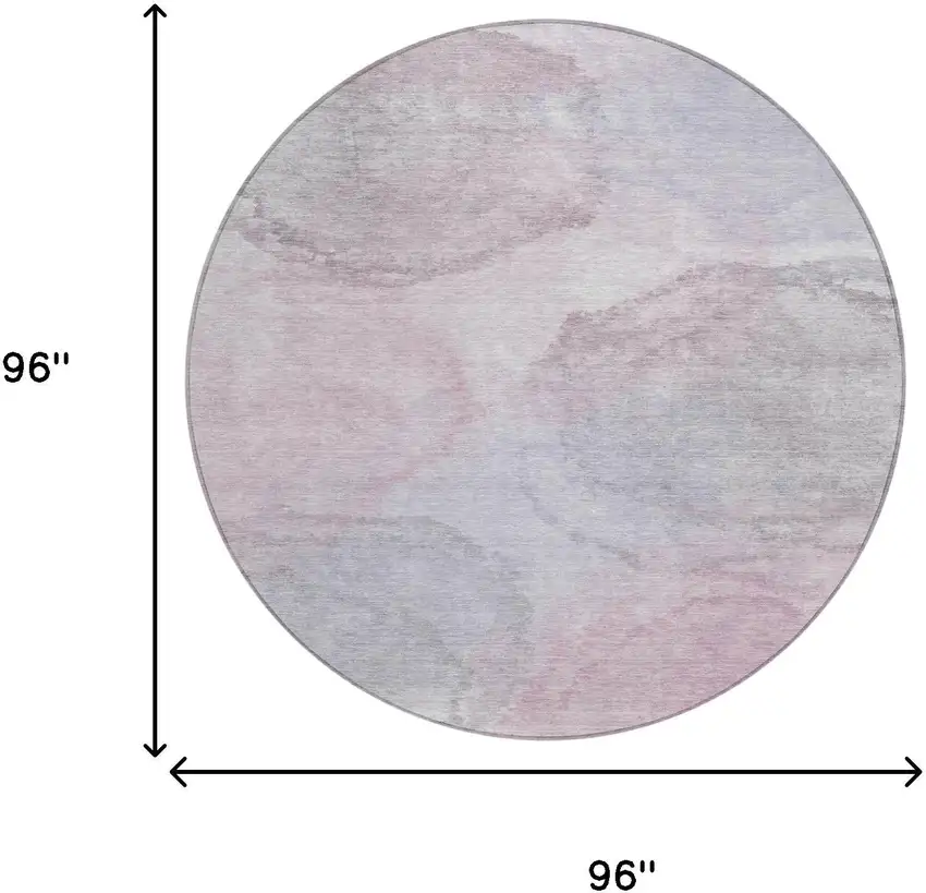 8' Blush And Gray Round Abstract Washable Indoor Outdoor Area Rug Photo 8