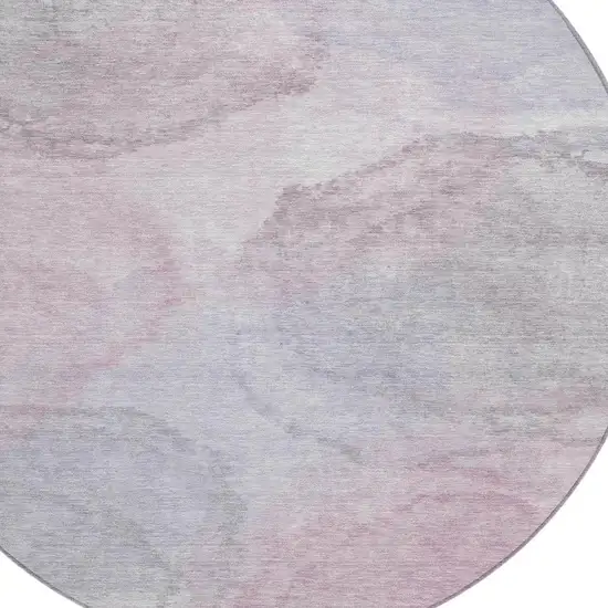 8' Blush And Gray Round Abstract Washable Indoor Outdoor Area Rug Photo 2