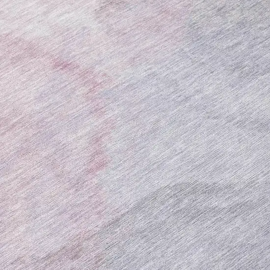 8' Blush And Gray Round Abstract Washable Indoor Outdoor Area Rug Photo 7