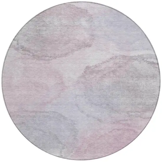 8' Blush And Gray Round Abstract Washable Indoor Outdoor Area Rug Photo 3