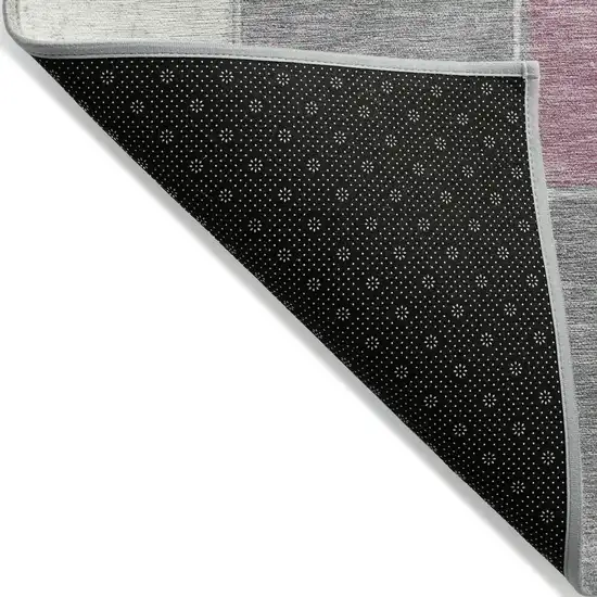 8' Blush And Gray Round Geometric Washable Indoor Outdoor Area Rug Photo 5