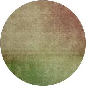 Photo of 8' Blush And Green Ombre Washable Round Rug With UV Protection
