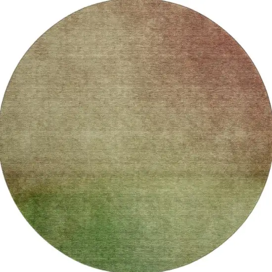 8' Blush And Green Ombre Washable Round Rug With UV Protection Photo 4