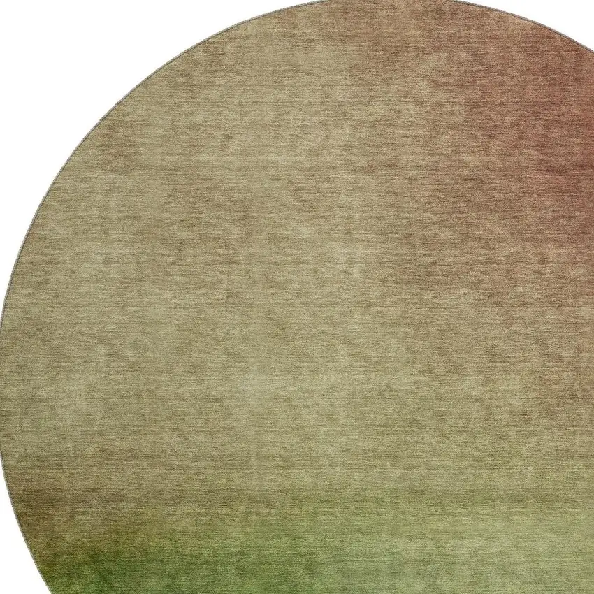 8' Blush And Green Ombre Washable Round Rug With UV Protection Photo 3