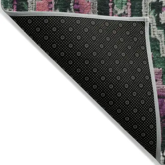 8' Blush And Green Round Aztec Washable Indoor Outdoor Area Rug Photo 9