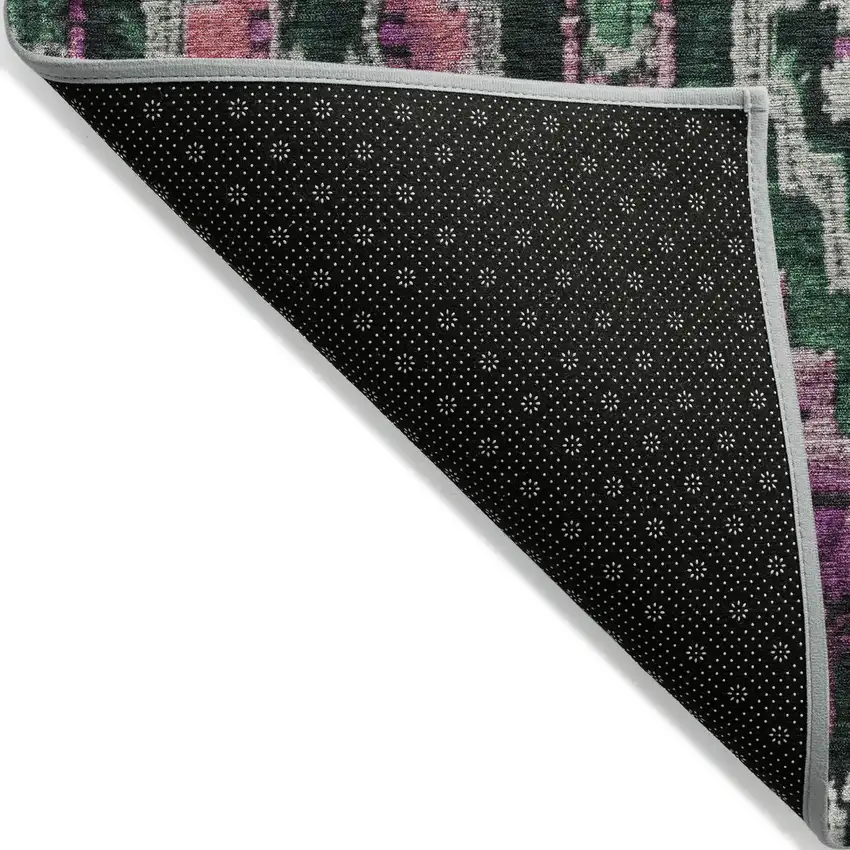 8' Blush And Green Round Aztec Washable Indoor Outdoor Area Rug Photo 9