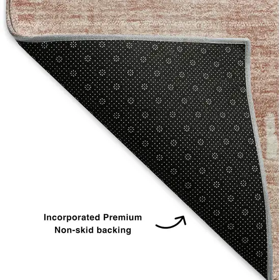 8' Blush And Ivory Abstract Washable Round Rug With UV Protection Photo 6