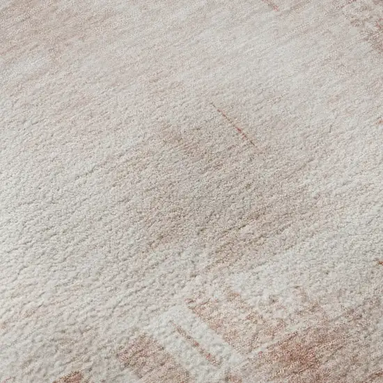 8' Blush And Ivory Abstract Washable Round Rug With UV Protection Photo 9