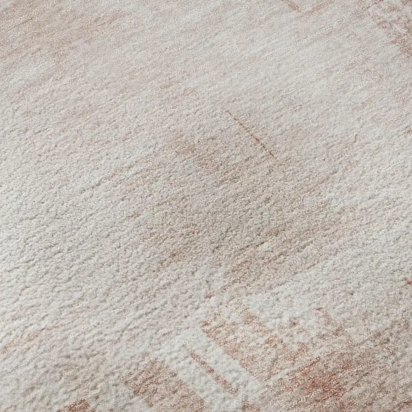 8' Blush And Ivory Abstract Washable Round Rug With UV Protection Photo 9