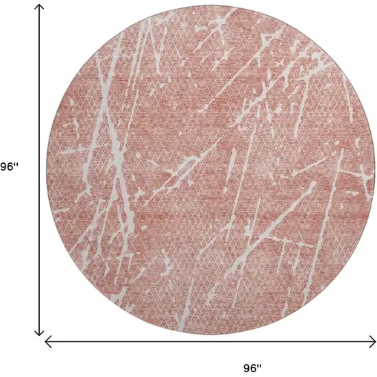 8' Blush And Ivory Abstract Washable Round Rug With UV Protection Photo 3