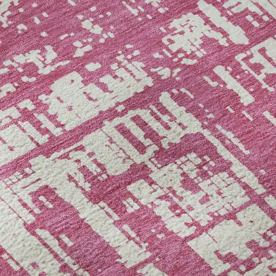 8' Blush And Ivory Abstract Washable Round Rug With UV Protection Photo 9