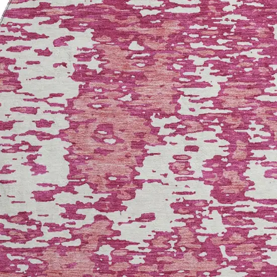 8' Blush And Ivory Abstract Washable Round Rug With UV Protection Photo 2