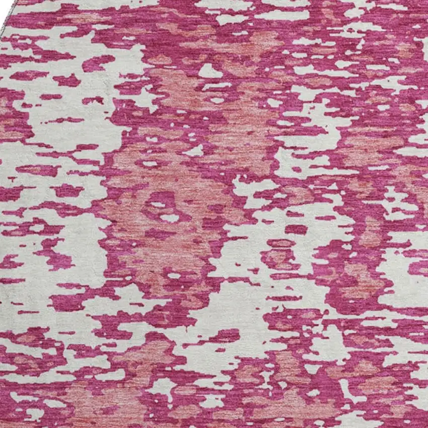 8' Blush And Ivory Abstract Washable Round Rug With UV Protection Photo 2