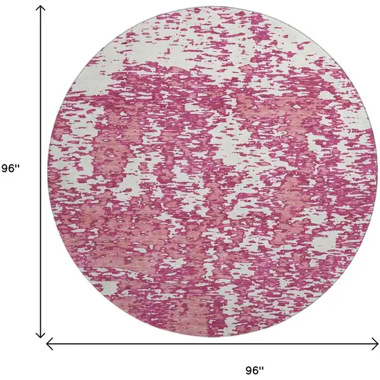 8' Blush And Ivory Abstract Washable Round Rug With UV Protection Photo 9