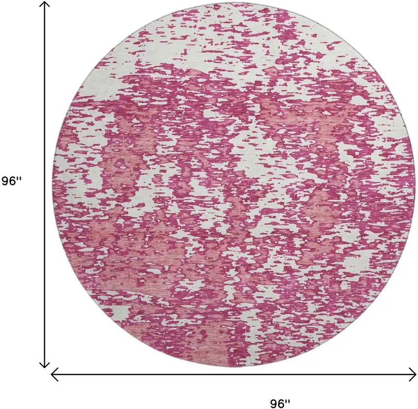 8' Blush And Ivory Abstract Washable Round Rug With UV Protection Photo 9