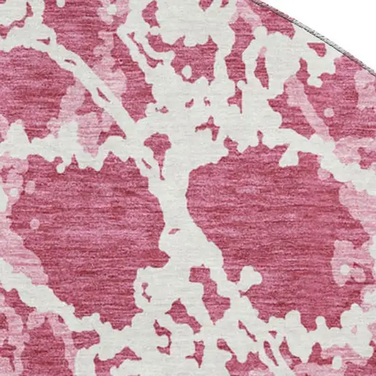 8' Blush And Ivory Abstract Washable Round Rug With UV Protection Photo 2