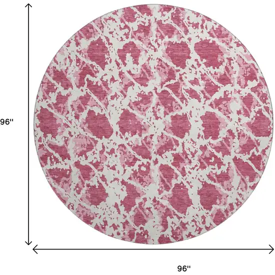 8' Blush And Ivory Abstract Washable Round Rug With UV Protection Photo 9