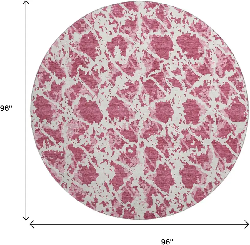8' Blush And Ivory Abstract Washable Round Rug With UV Protection Photo 9