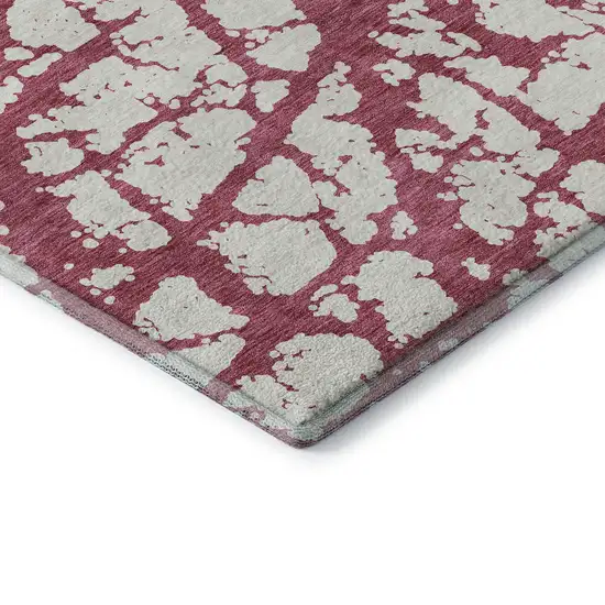 8' Blush And Ivory Abstract Washable Round Rug With UV Protection Photo 6