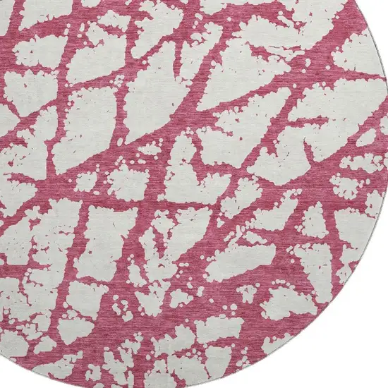 8' Blush And Ivory Abstract Washable Round Rug With UV Protection Photo 2