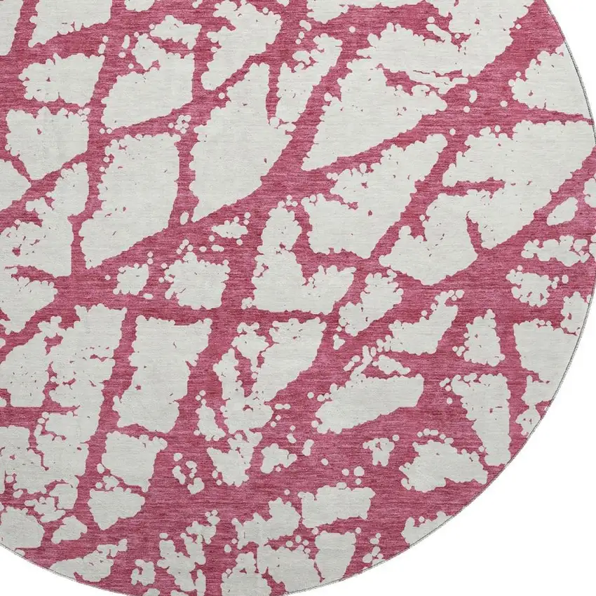 8' Blush And Ivory Abstract Washable Round Rug With UV Protection Photo 2