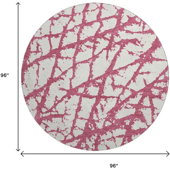 8' Blush And Ivory Abstract Washable Round Rug With UV Protection Photo 9