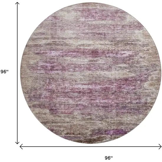 8' Blush And Ivory Abstract Washable Round Rug With UV Protection Photo 9