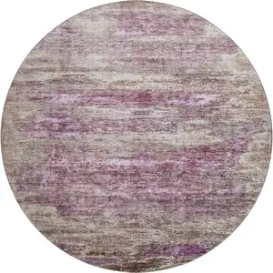 Photo of 8' Blush And Ivory Abstract Washable Round Rug With UV Protection