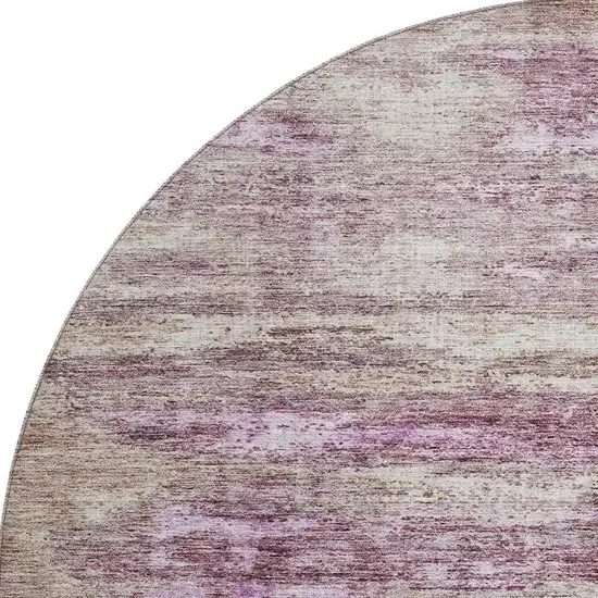 8' Blush And Ivory Abstract Washable Round Rug With UV Protection Photo 3