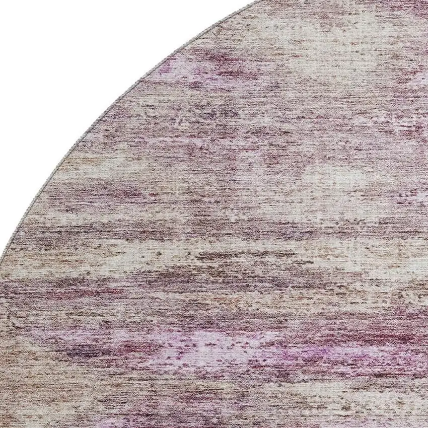8' Blush And Ivory Abstract Washable Round Rug With UV Protection Photo 2