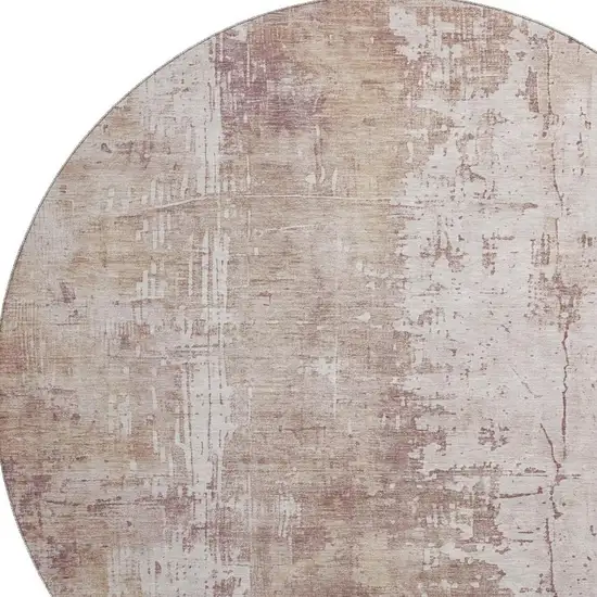 8' Blush And Ivory Abstract Washable Round Rug With UV Protection Photo 2