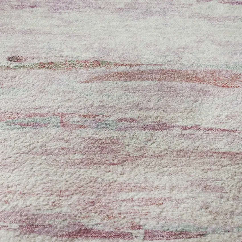 8' Blush And Ivory Abstract Washable Round Rug With UV Protection Photo 9