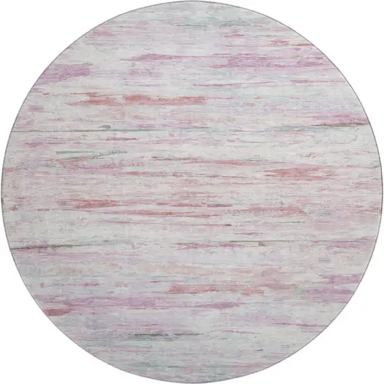 8' Blush And Ivory Abstract Washable Round Rug With UV Protection Photo 1