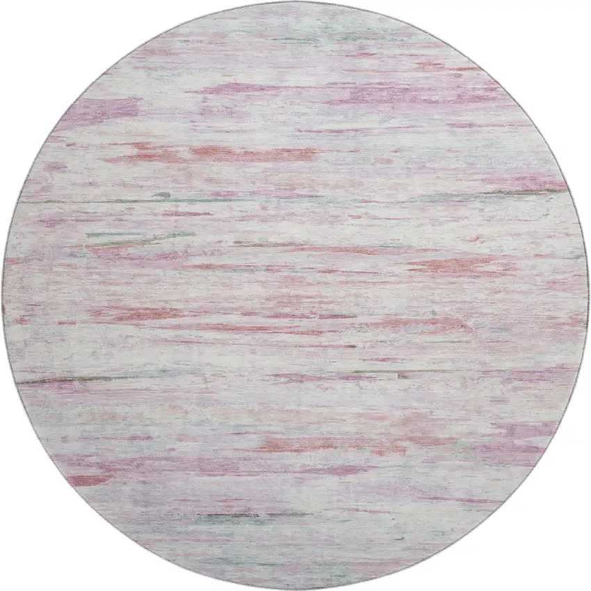 8' Blush And Ivory Abstract Washable Round Rug With UV Protection Photo 1