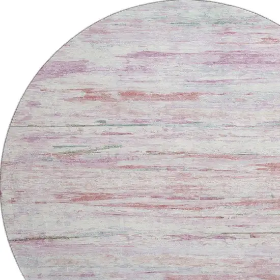8' Blush And Ivory Abstract Washable Round Rug With UV Protection Photo 3