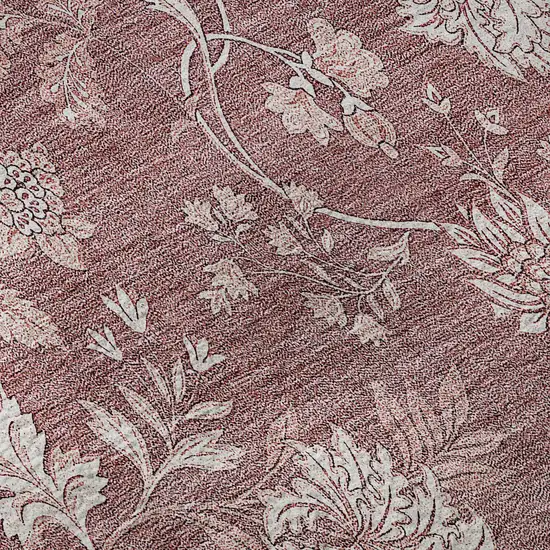 8' Blush And Ivory Floral Washable Round Rug With UV Protection Photo 8
