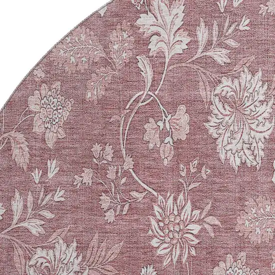8' Blush And Ivory Floral Washable Round Rug With UV Protection Photo 3