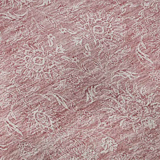 8' Blush And Ivory Floral Washable Round Rug With UV Protection Photo 8