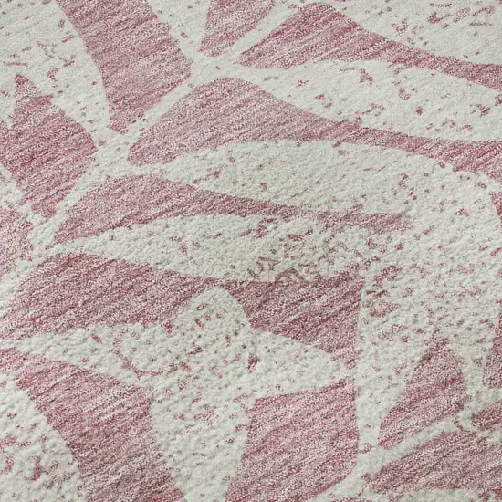 8' Blush And Ivory Floral Washable Round Rug With UV Protection Photo 9