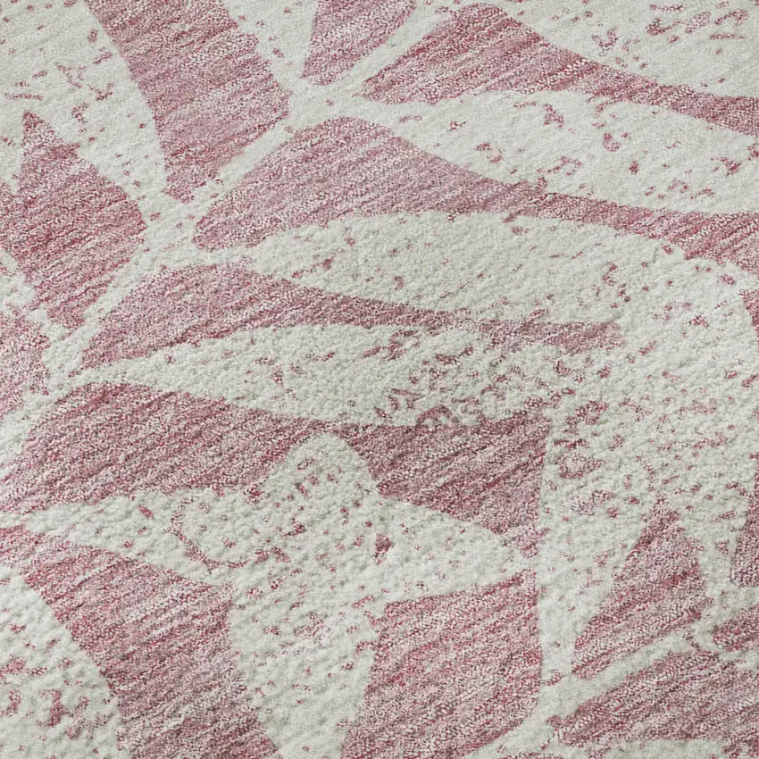 8' Blush And Ivory Floral Washable Round Rug With UV Protection Photo 9