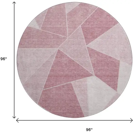 8' Blush And Ivory Geometric Washable Round Rug With UV Protection Photo 3