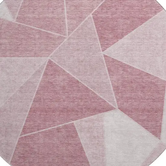 8' Blush And Ivory Geometric Washable Round Rug With UV Protection Photo 3