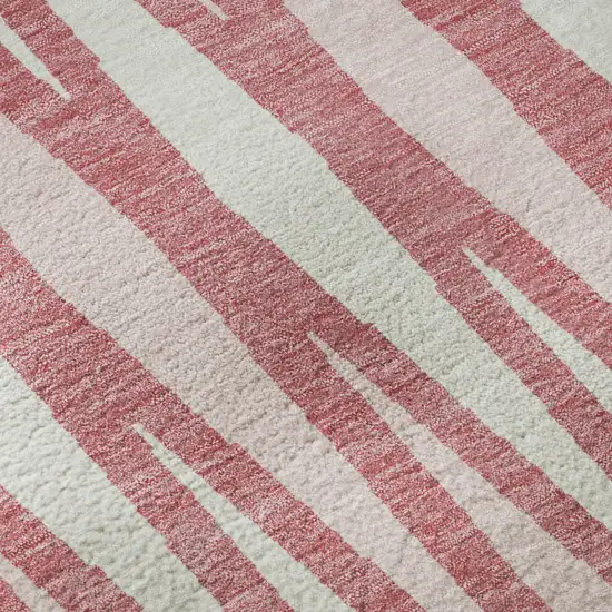 8' Blush And Ivory Geometric Washable Round Rug With UV Protection Photo 9