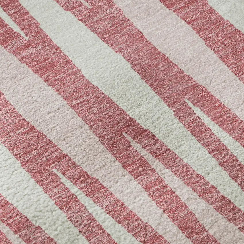 8' Blush And Ivory Geometric Washable Round Rug With UV Protection Photo 9